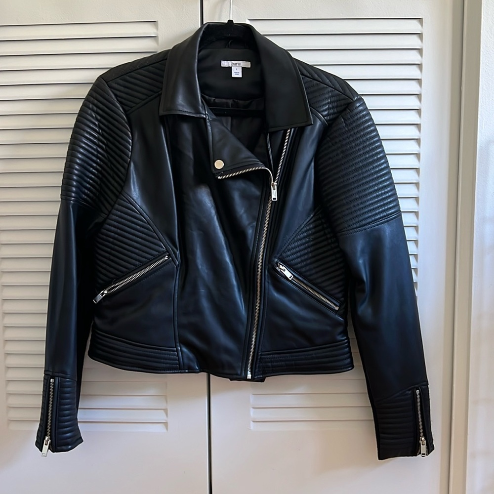 Bar III Black leather jacket